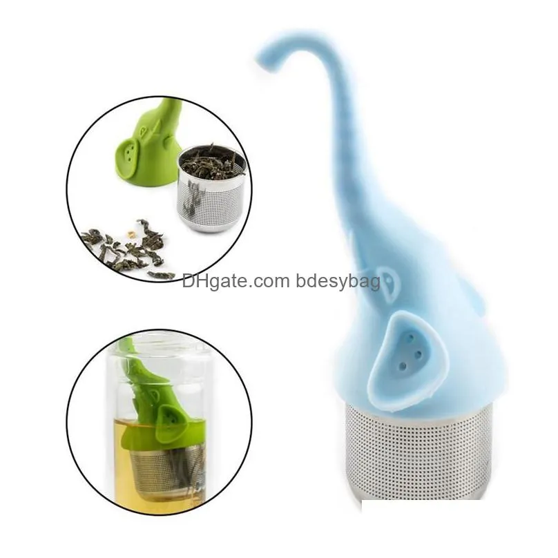 tea tools stainless steel elephant tea infuser silicone strainer for teas and herbal kitchen gadges