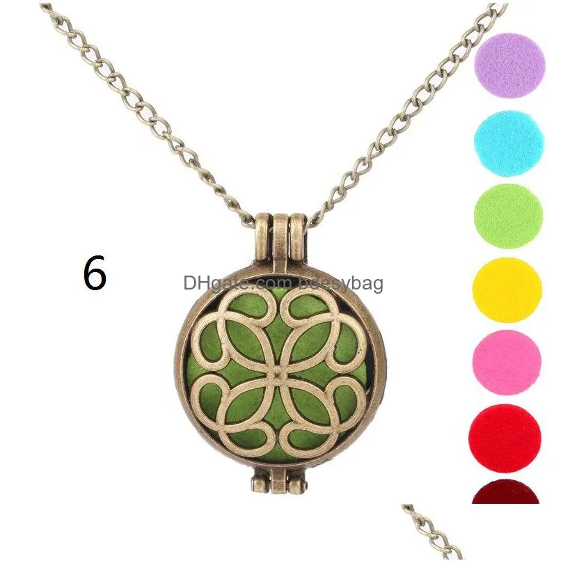 aroma diffuser necklace open lockets pendant perfume  oil locket necklace 70cm chain with felt pads