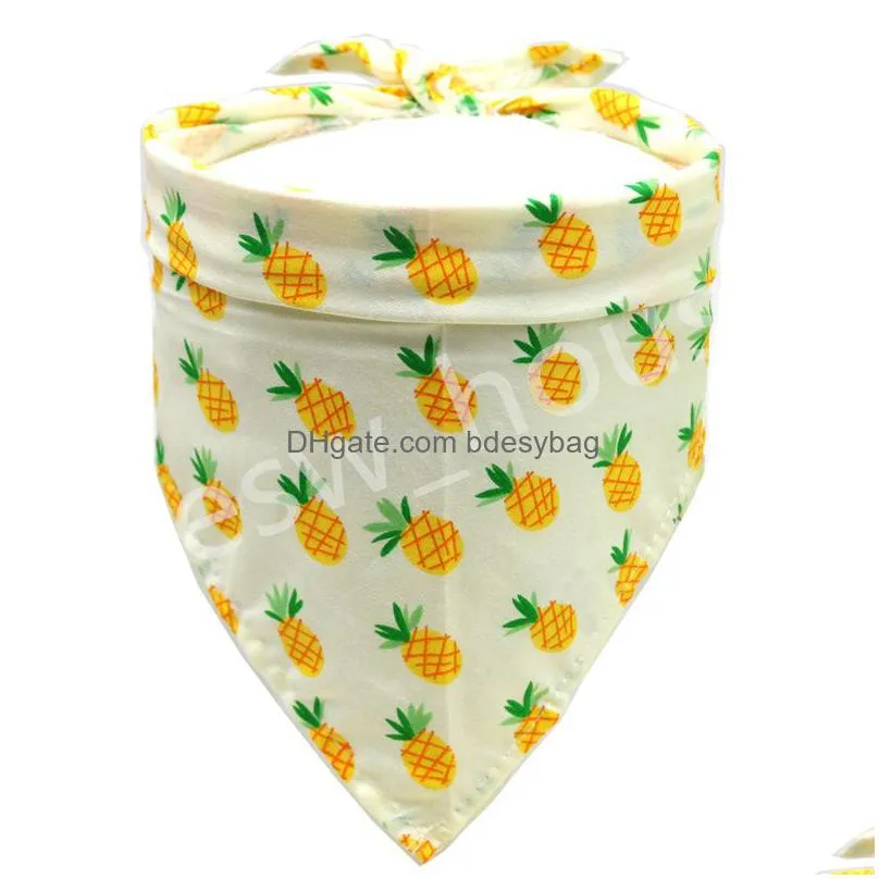 dog apparel accessory summer pet cat dog bandana collar adjustable neckerchief triangle neck scarf tropical fruit pattern saliva towel pets