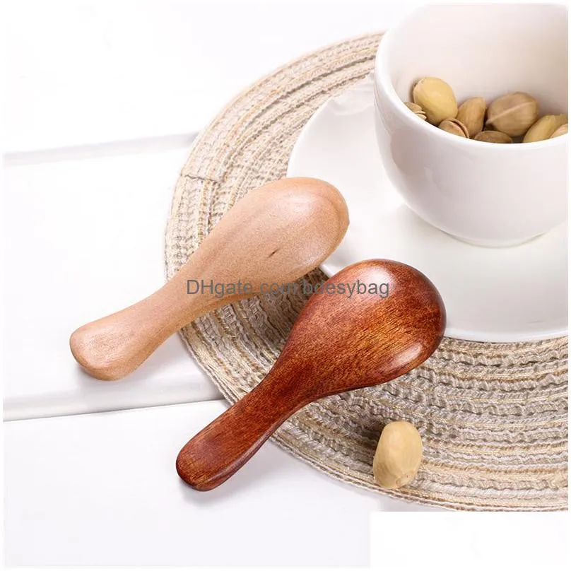 mini wood condiment scoop flatware coffee tea sugar salt wooden spoons kitchen gadgets