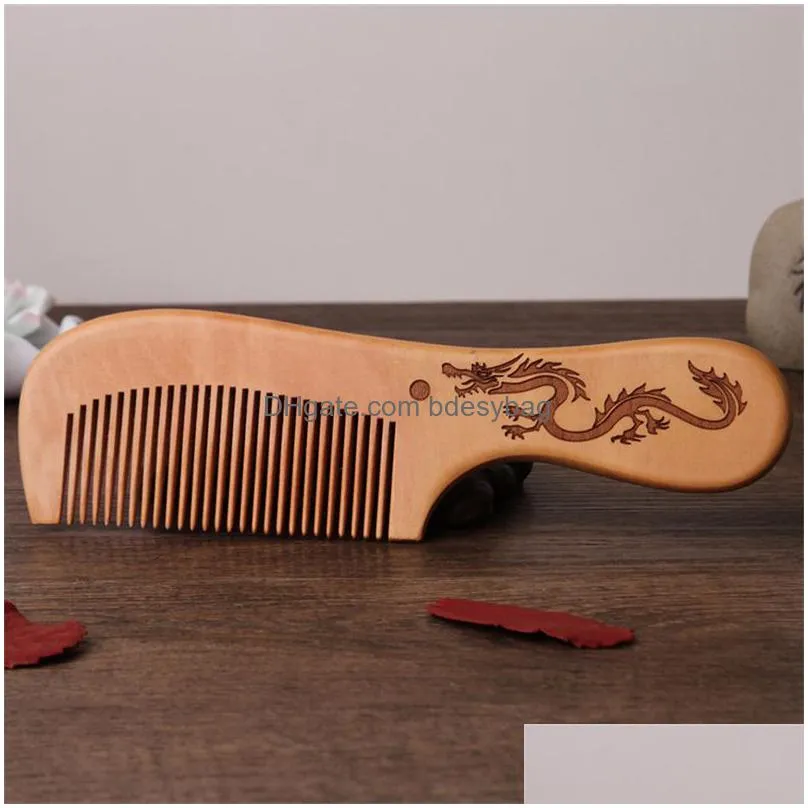 handmade natural wood hair combs wide/fine tooth antistatic hair detangler wooden comb home decor