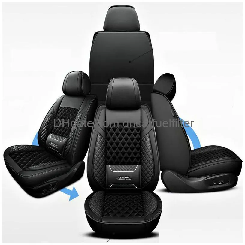 luxury car seat covers full set with waterproof pu leather airbag compatible automotive vehicle cushion cover universal fit most cars