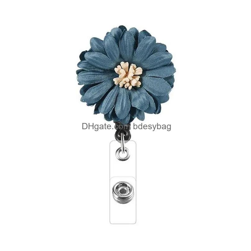 badge reel retractable pass id card abs flower key chain reels antilost clip office school supplies