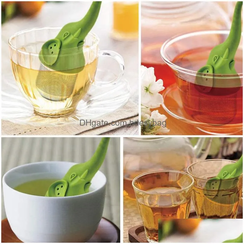 tea tools stainless steel elephant tea infuser silicone strainer for teas and herbal kitchen gadges