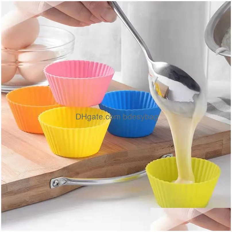 7cm diameter round shaped cupcake baking molds silicone non stick cup diy home bakery muffin moulds