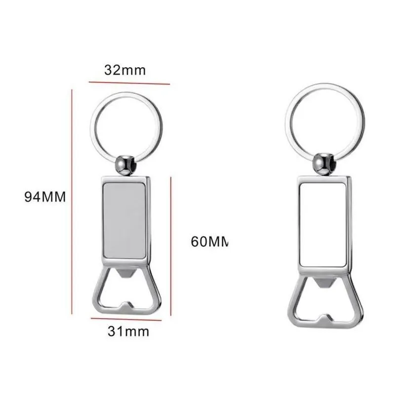 party favor sublimation blank beer bottle opener keychain metal heat transfer corkscrew key ring household kitchen tool dhs drop del