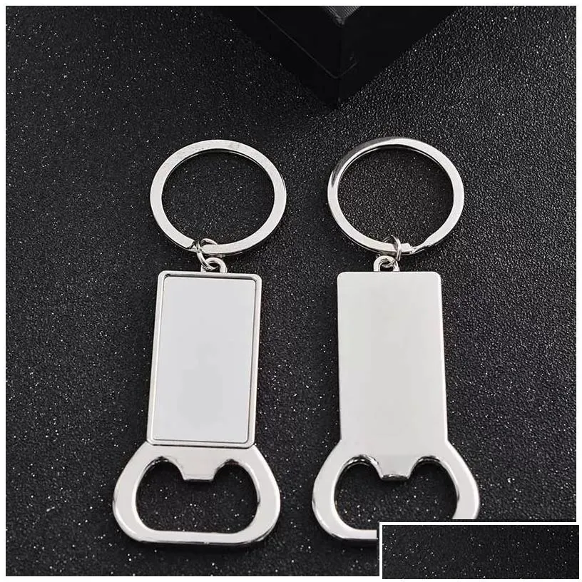 party favor sublimation blank beer bottle opener keychain metal heat transfer corkscrew key ring household kitchen tool dhs drop del
