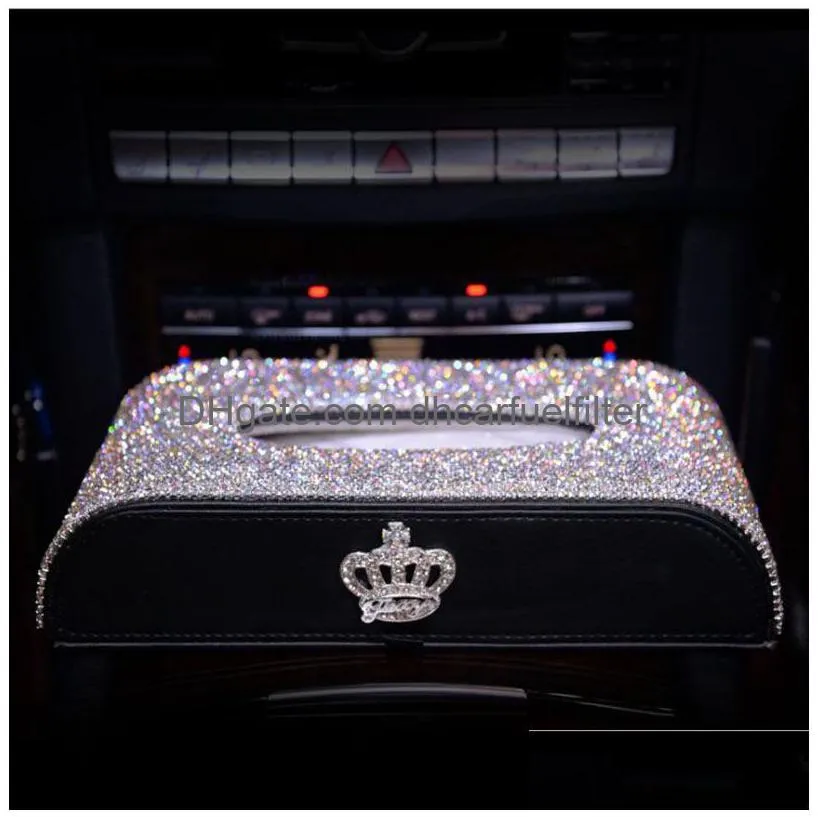 car tissue box blingbling rhinestones elegant girl style christmas gifts brand durable handcraft cars interior accessories