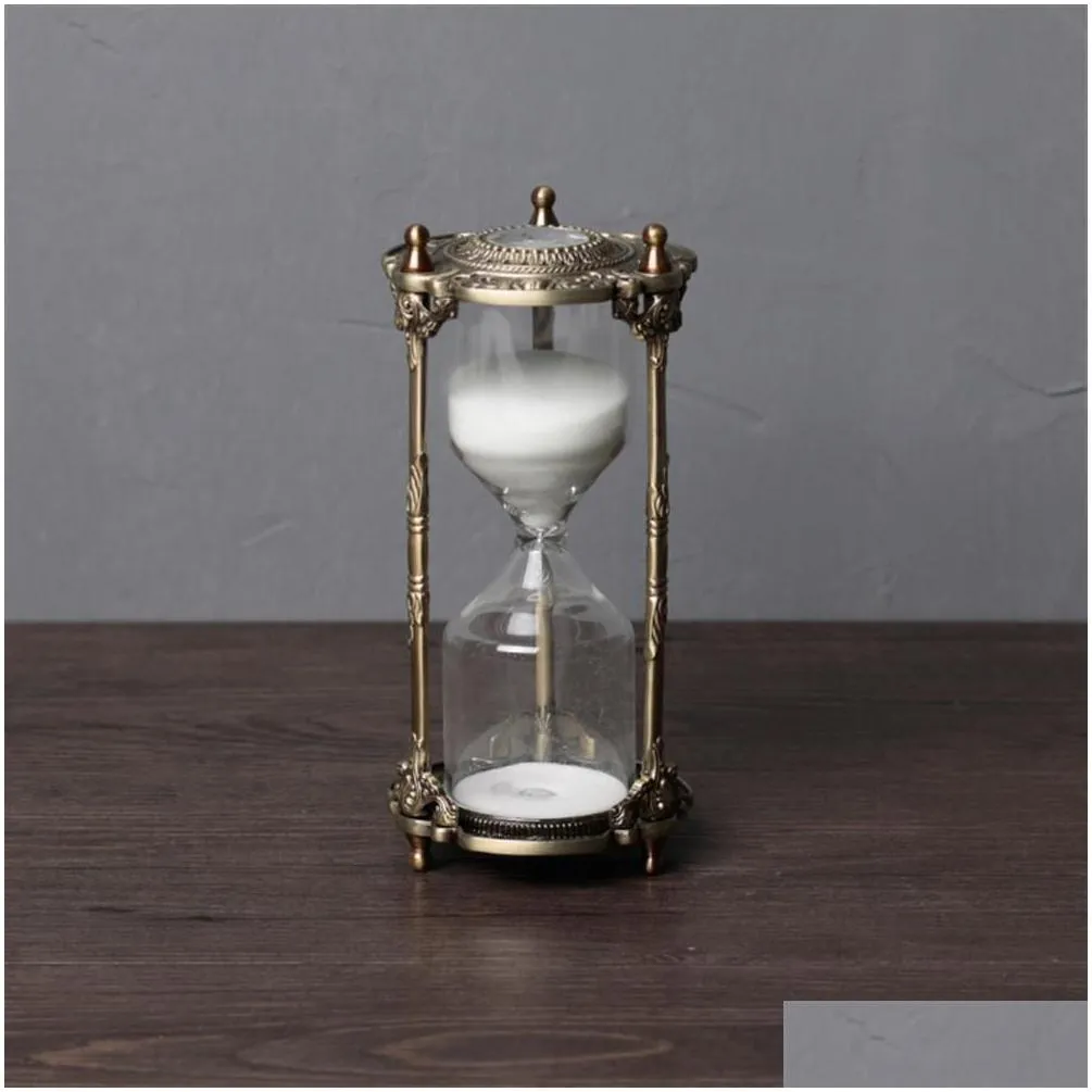 europe hourglass timer 15 30min clock sand metal glass decorative sand hourglasses timer for desk decoration a0631284t