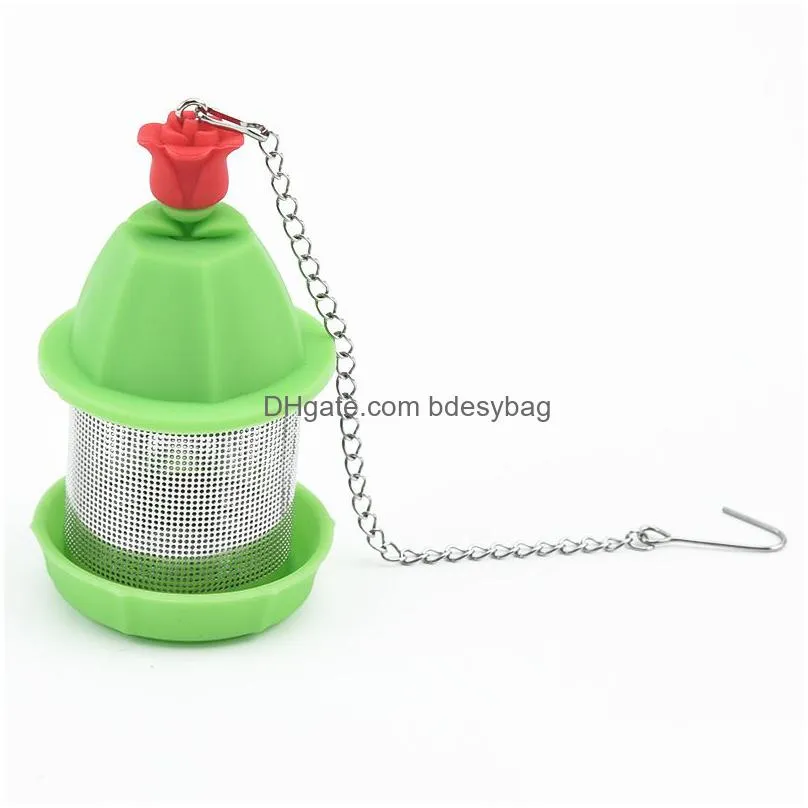 silicone reusable tea tools cartoon design infuser with stainless steel chain for loose leaf tea or herbal