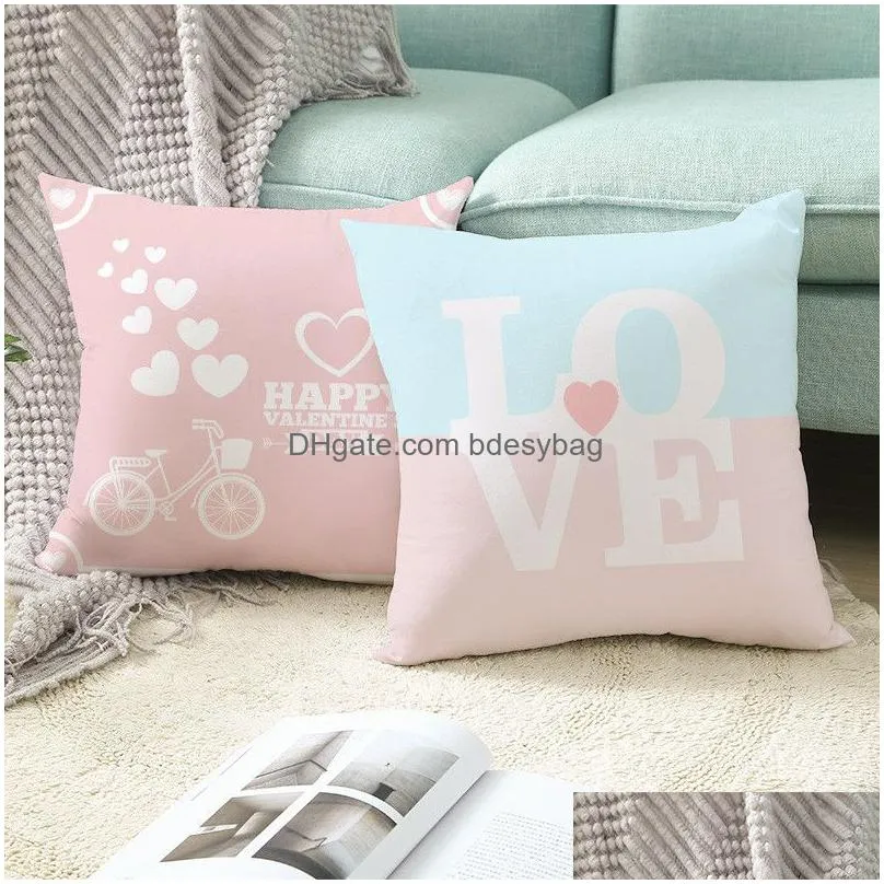 happy valentines day pillow cases heart love print throw pillow case valentine day home decoration pillowcase