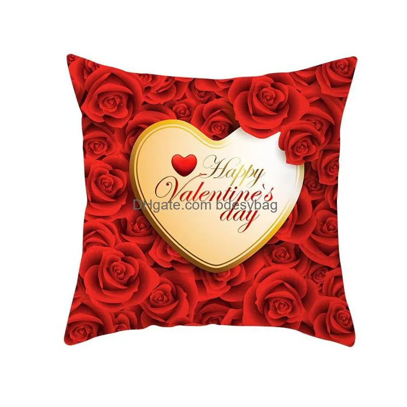 red valentine day pillow case peach skin cushion cover happy valentines day red heart pillow cover wedding pillow case home decor