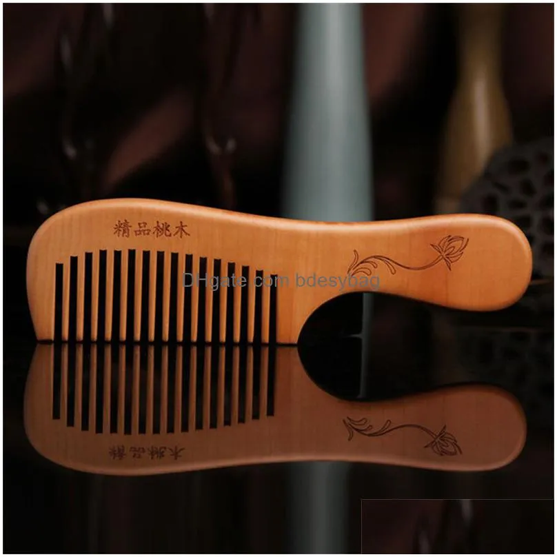 handmade natural wood hair combs wide/fine tooth antistatic hair detangler wooden comb home decor