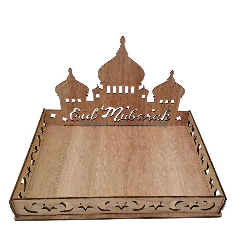 eid mubarak wooden food tray ornament islamic muslim party decoration for home ramadan kareem eid al fitr supplies