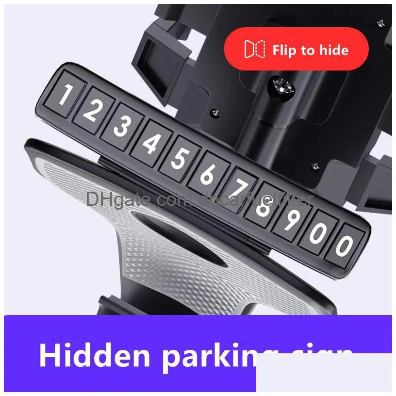  car phone holder 1200 degree rotation rearview mirror sun visor dashboard gps mobile navigation bracket with parking card