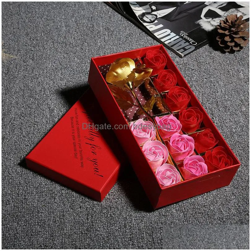 gold rose soap flower gift box valentines day mothers day wedding anniversary party gift 12pcs soap flower set