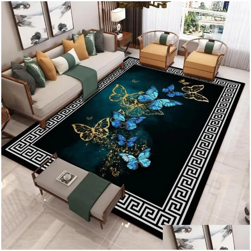 modern chinese style 3d printed carpet living room sofa coffee table light luxury blanket home bedroom full bed mat carpets