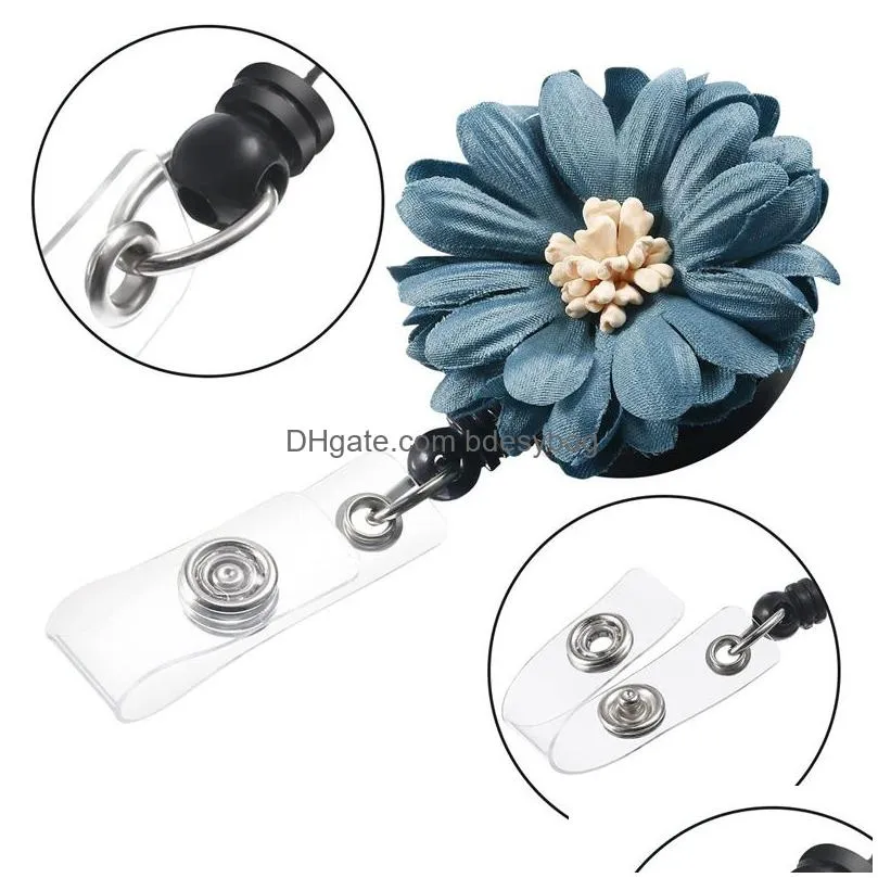 badge reel retractable pass id card abs flower key chain reels antilost clip office school supplies