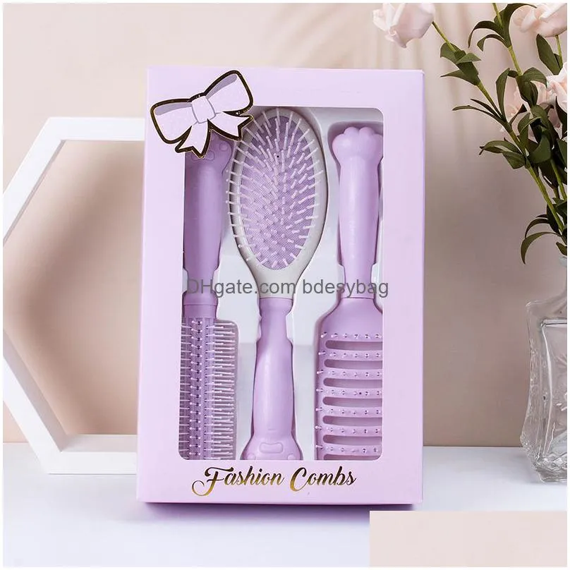 airbag massage combs 3 pcs/set nylon pins massages paddle brush cushion hair comb for straight curly wavy dry wet hair