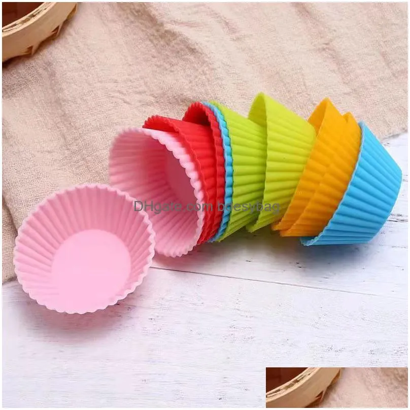 7cm diameter round shaped cupcake baking molds silicone non stick cup diy home bakery muffin moulds