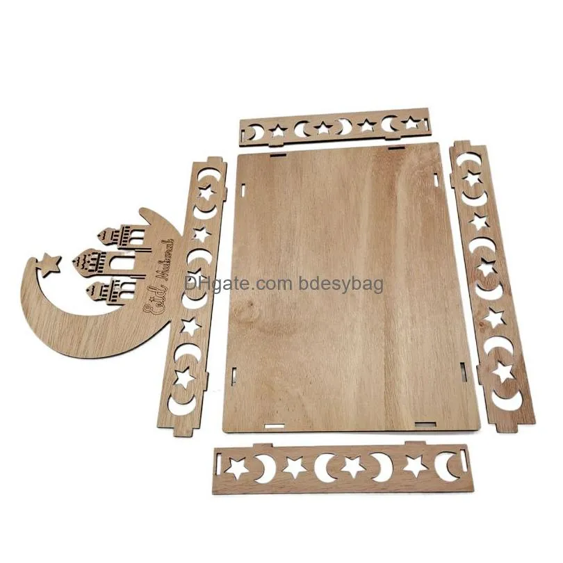 eid mubarak wooden food tray ornament islamic muslim party decoration for home ramadan kareem eid al fitr supplies