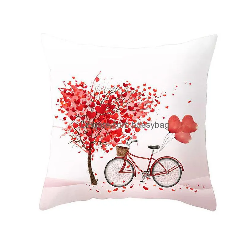 happy valentine pillowcase peach skin valentine day pillow cover heart shaped lover sofa throw pillow case