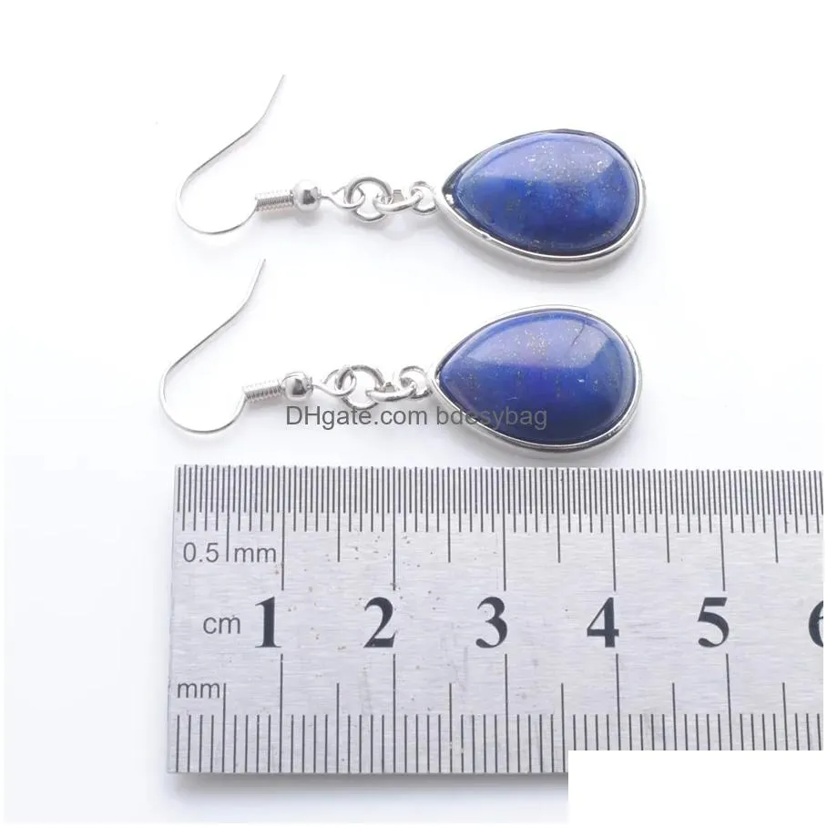 women dangle chandelier earrings natural lapis lazuli gem stone teardrop bead reiki healing earrings bohemian jewelry r3171