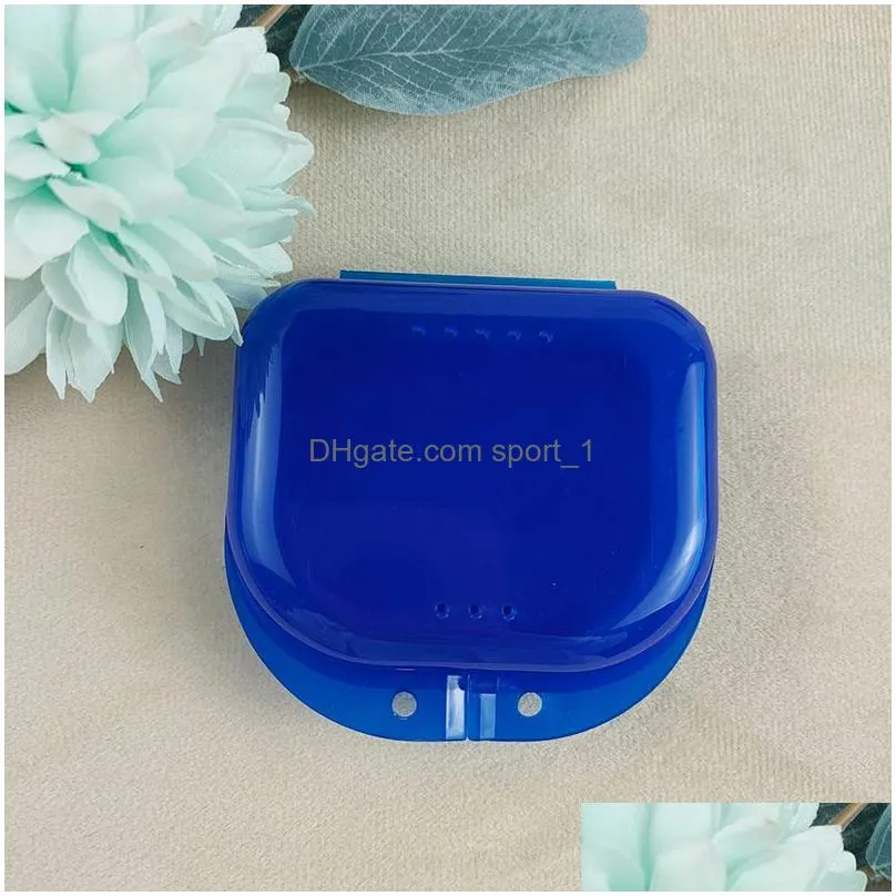 candy color plastic denture storage box sport guard with holes breathable denture box