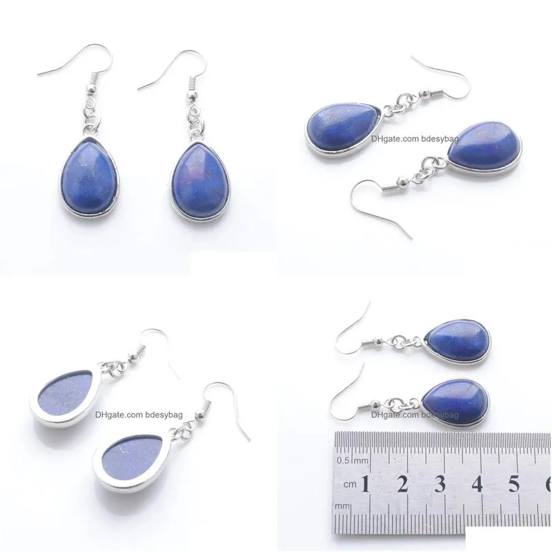 women dangle chandelier earrings natural lapis lazuli gem stone teardrop bead reiki healing earrings bohemian jewelry r3171