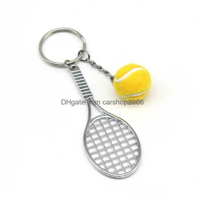 tennis keychain mini metal sports keychain bag decoration key chain craft keyring gift
