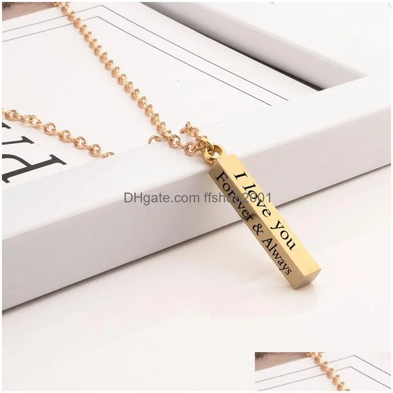 stainless steel pendant necklace creative wishing column diy couple necklace valentines day gift supplies