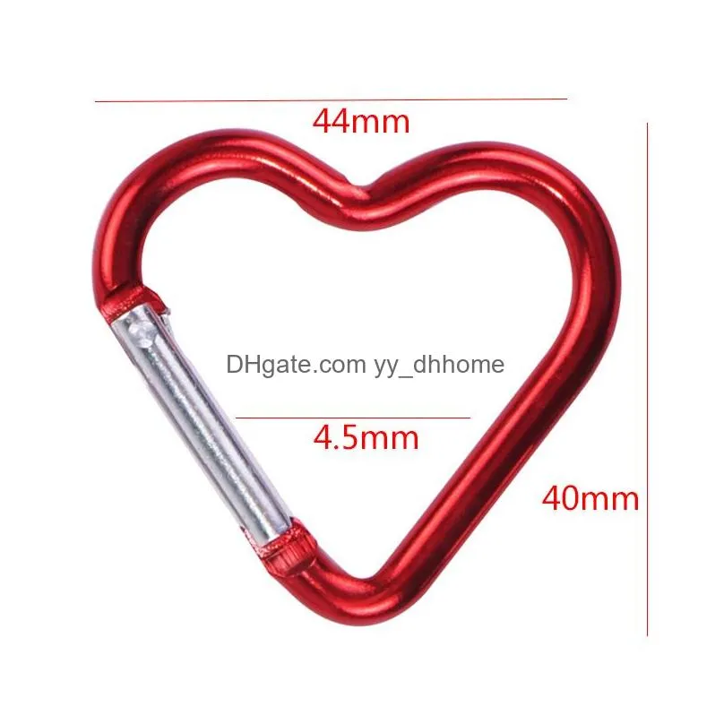 carabiner keyrings heart shaped keychain party favor outdoor sports camp snap clip hook hiking aluminum metal convenient camping tools