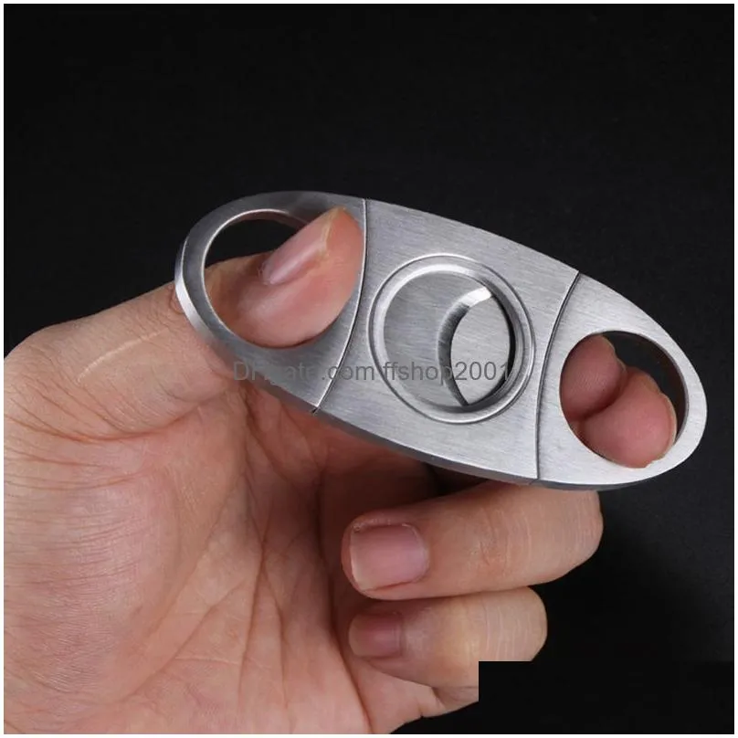 stainless steel cigar cutter knife portable small double blades cigars scissors metal cut devices tools smoking accessories