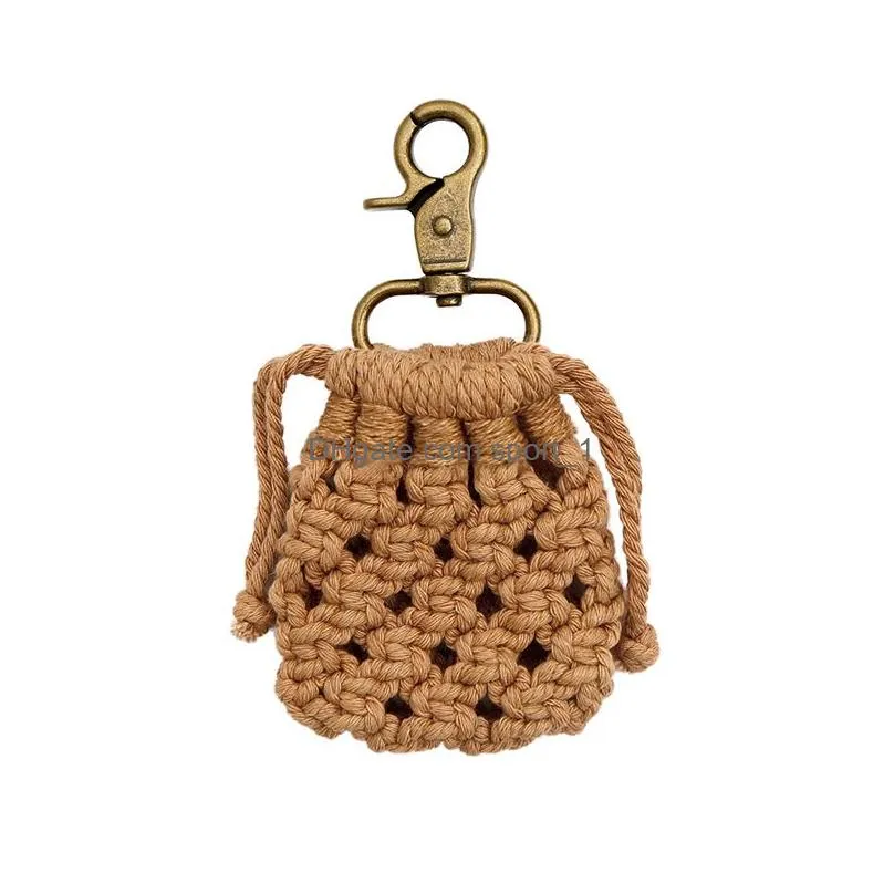 hand woven headset case keychain diy personalized mesh bag key chain bag decorative pendant keyring