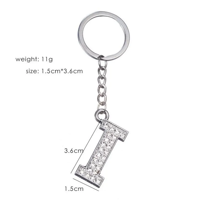 fashion diamond letter keychain pendant az english luggage key chain metal keychains creative gift keyring