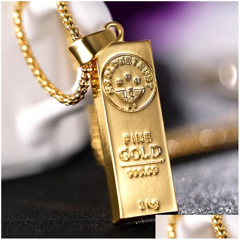 gold bar pendant necklace valentines day gift metal necklace hip hop fashion jewelry accessories