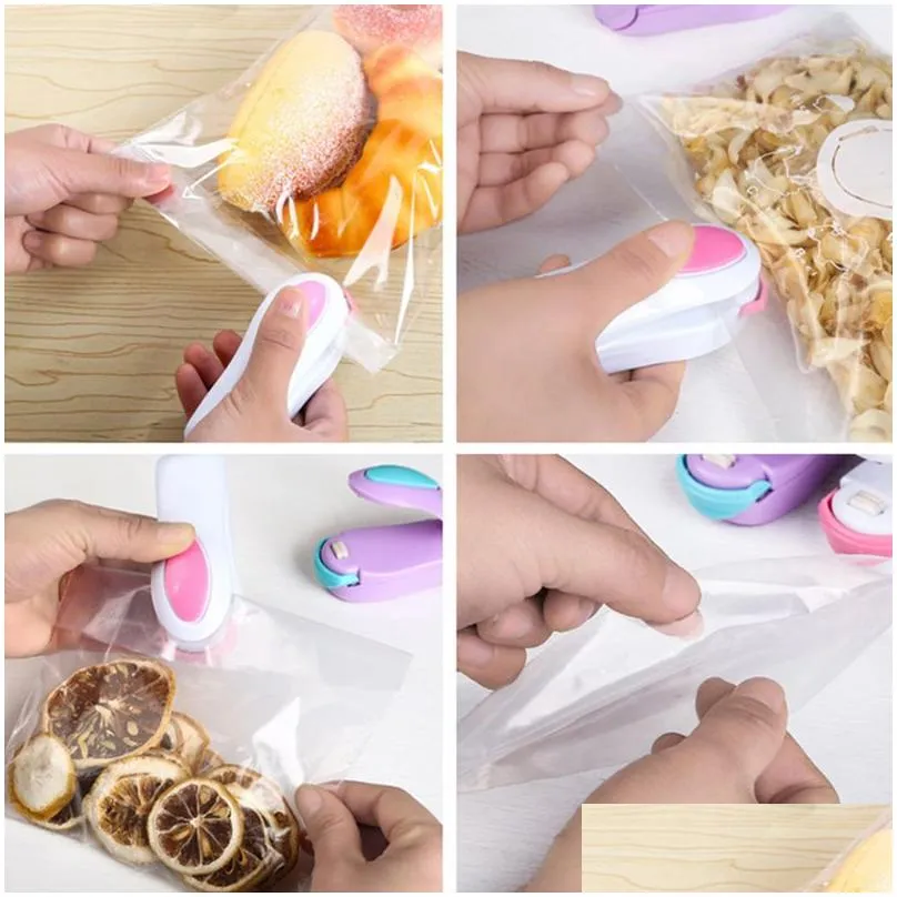 candy color snack bag clips portable compact sealing machine plastic household sealer outdoor gadgets 5 colors