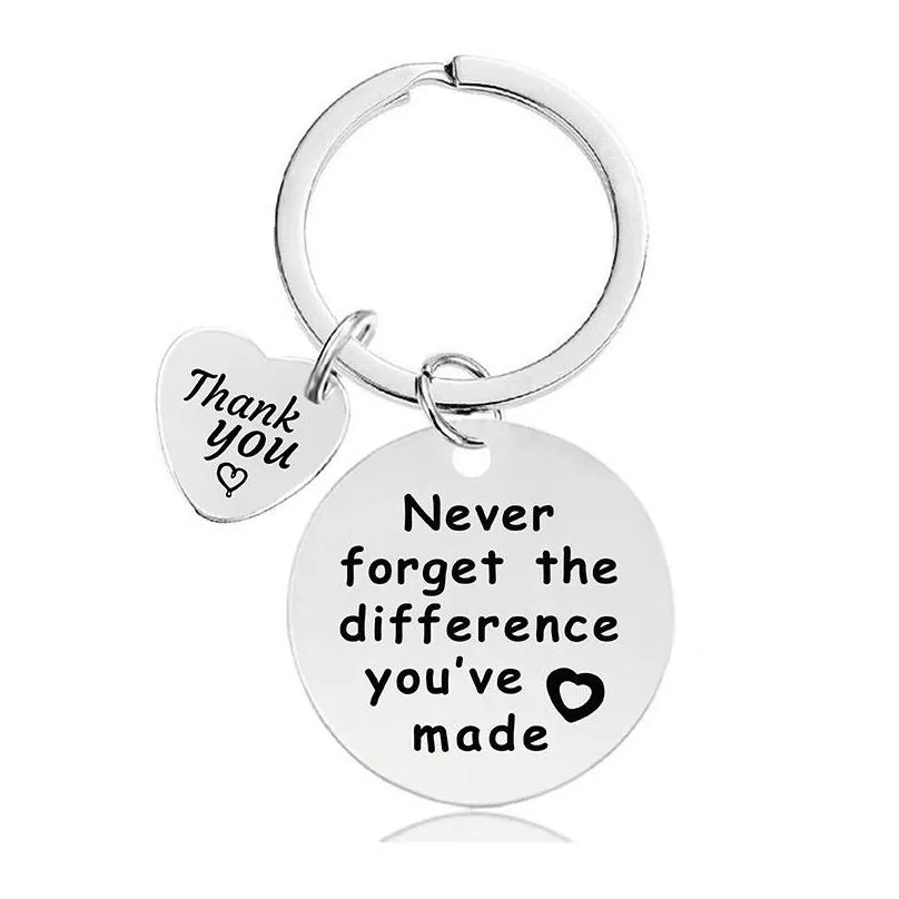 stainless steel keychain pendant thank you teachers day gift key chains metal keychains keyring