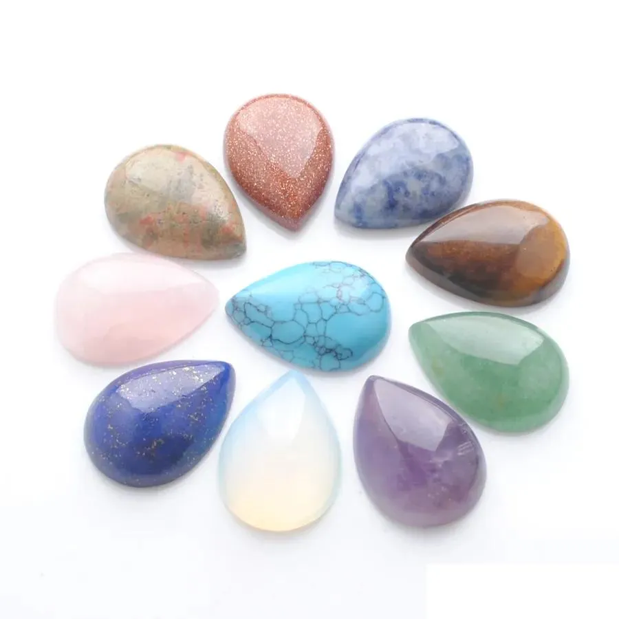 natural gemstones cabochon teardrop shape 18x25mm no hole beads for jewelry finding aventurine agates lapis opal bu318