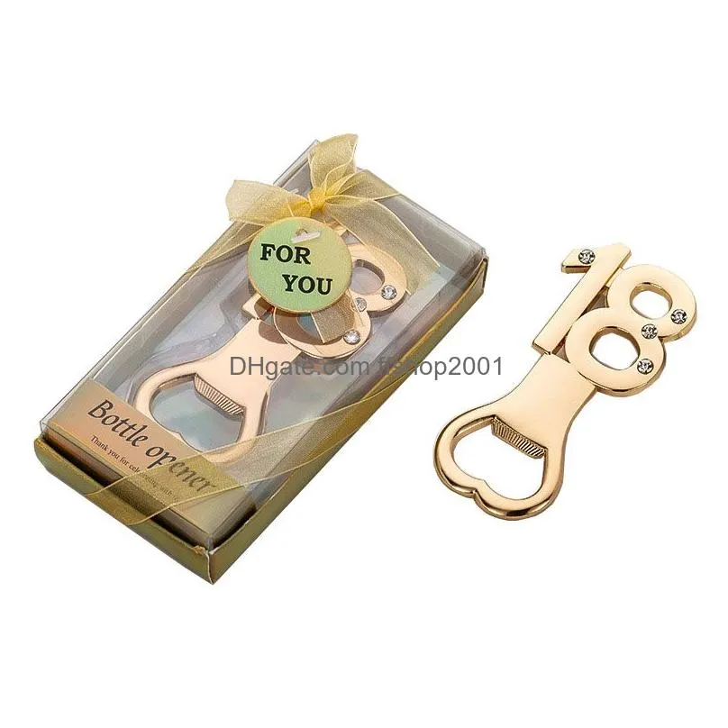 household beer bottle opener number 18 portable golden corkscrew adult party gift hangable kitchen tool