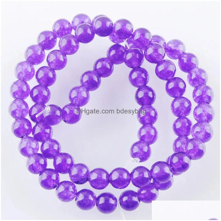 yowost natural purple jade loose beads gemstone round 6mm 8mm 10mm spacer strand for making bracelets necklace jewelry accessories