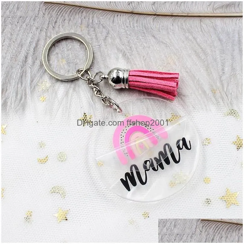 mothers day gift mama acrylic keychain pendant tassel keychain luggage decorative keyring key chain