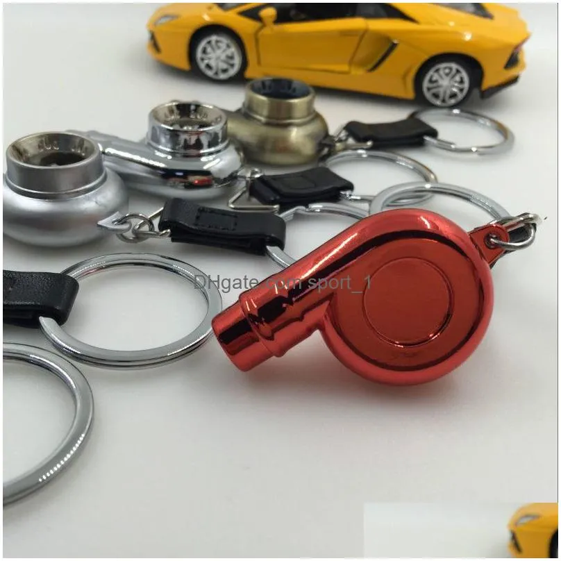 creative car modification turbine keychain metal whistle keychains outdoor rescue tool fathers day gift keyring