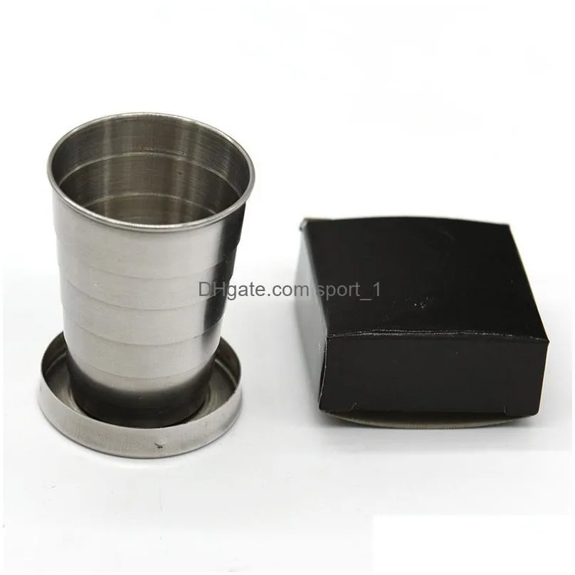 stainless steel folding cup keychain drinkware s/m/l outdoor camping portable retractable travel telescopic cups