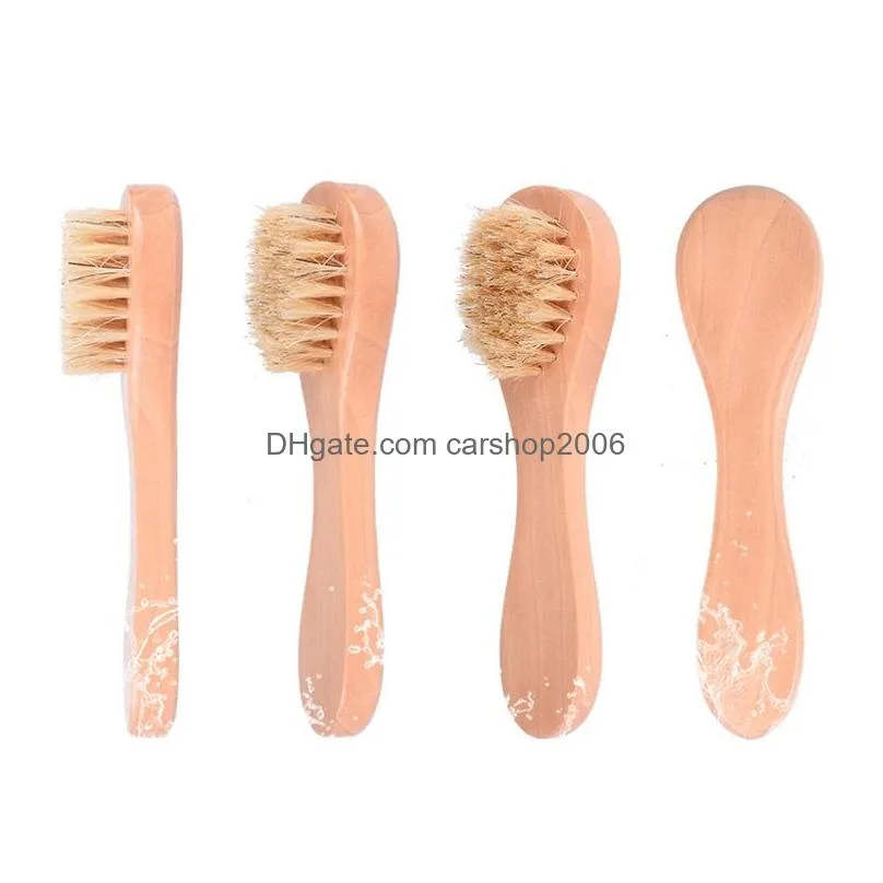 natural bristles cleansing brush portable facial exfoliating massage brushes household bathroom supplies