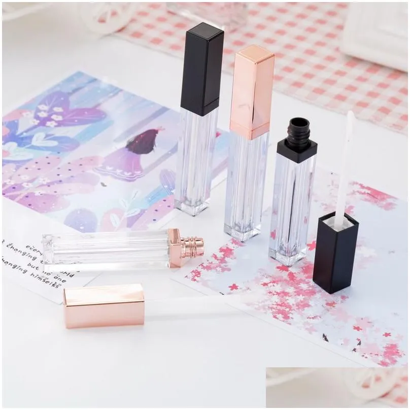 5ml lipgloss plastic box containers mini lip gloss split bottle empty rose gold lipstick tube eyeliner eyelash container