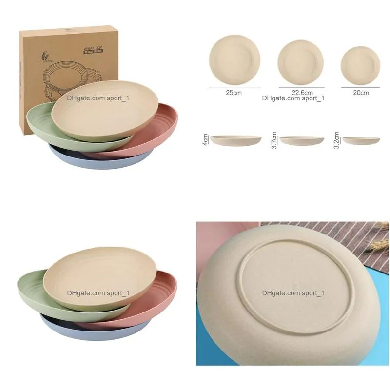 natural wheat straw dishes plate healthy tableware cutlery household kitchen plastic fruit plate 23cm