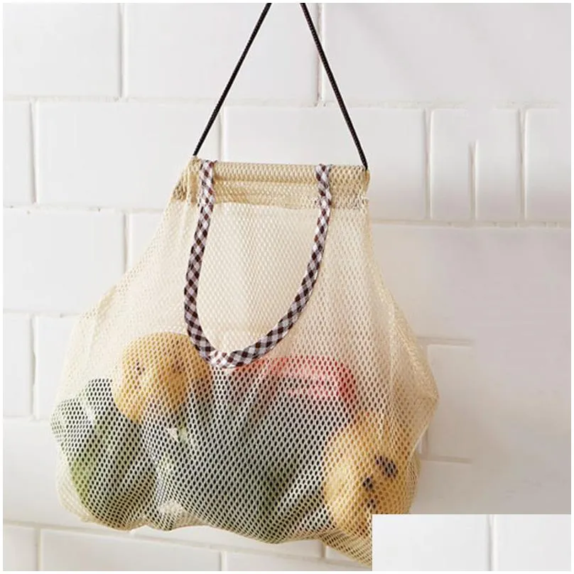 kitchen vegetable storage mesh bags creativity hollow large capacity fruit onion hanging bag household bathroom supplies