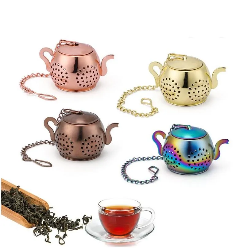gold 304 stainless steel tea tea tools infuser teapot tray spice tea strainer herbal filter teaware accessories kitchen tools tea