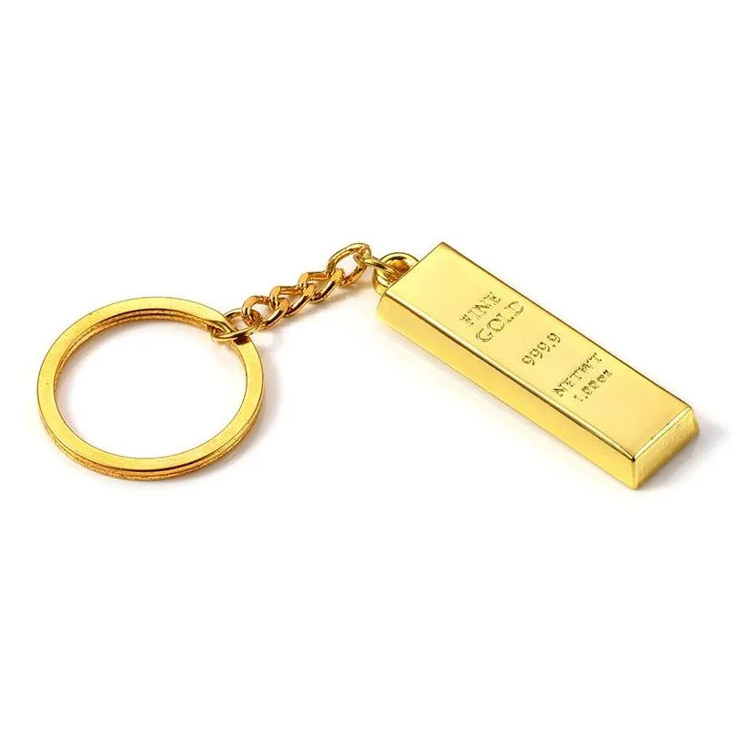 gold bar keychain pendant metal keychains keyring car key chain creative christmas gift